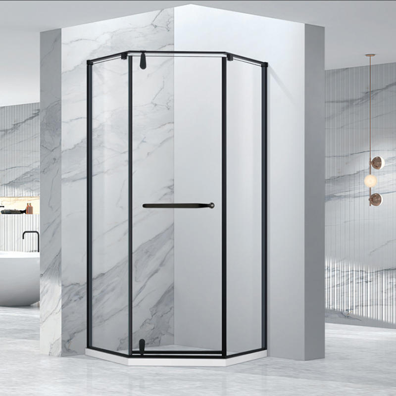 Jinghu Aluminum Framed Matt Black SS Hinge Pivot Shower Enclosure