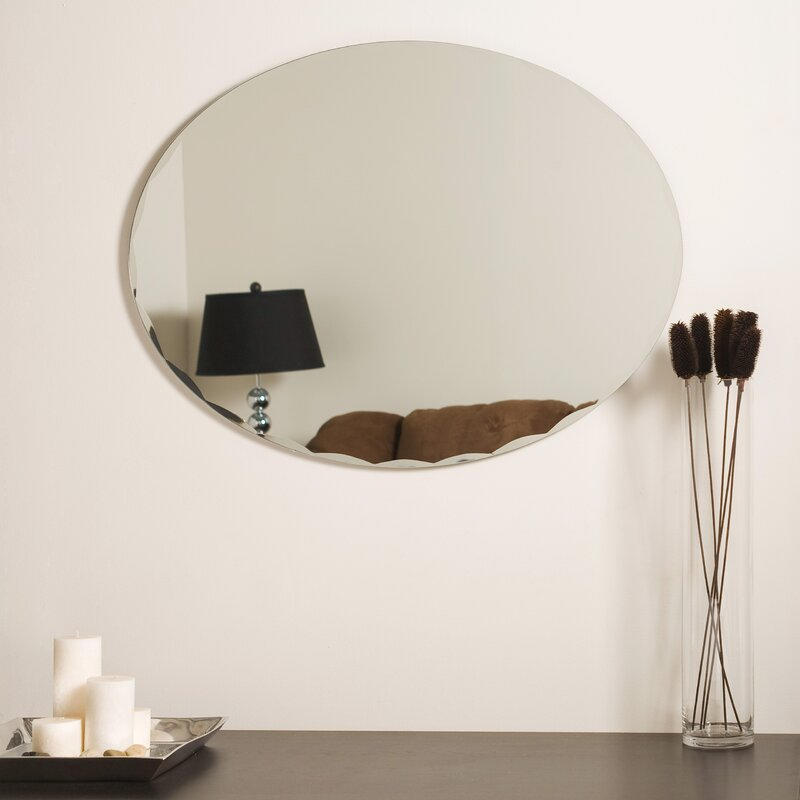 Jinghu Processed Oval Shape Beveled Wall Mounted Vinyl Safety Bath Mirror