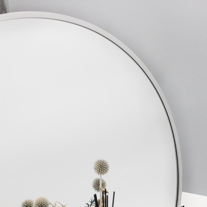 Round Brushed Surface Aluminum Frame Bathroom Mirror