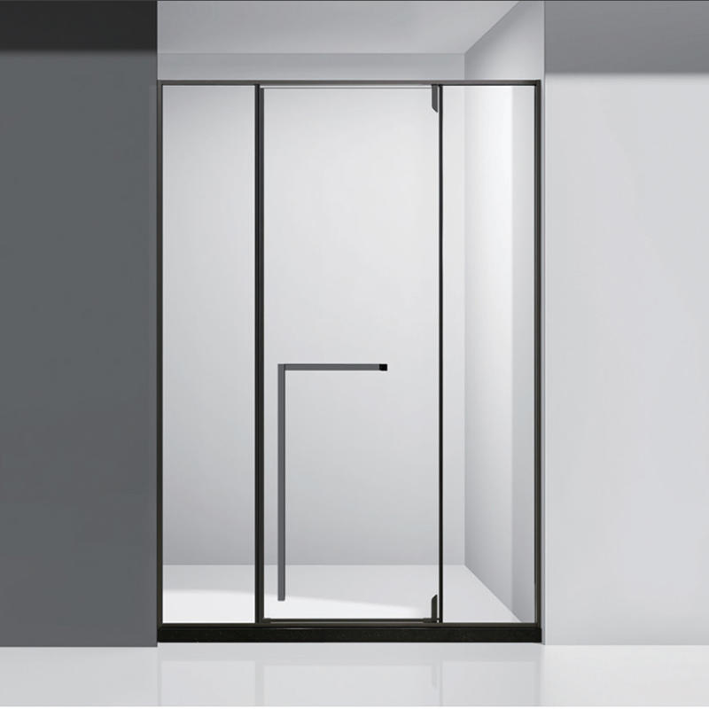 Jinghu SS Frame Matt Black Handle Hinge Pivot Shower Door