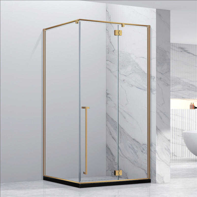Jinghu SS Frame Polished Gold SS Hinge Pivot Shower Door