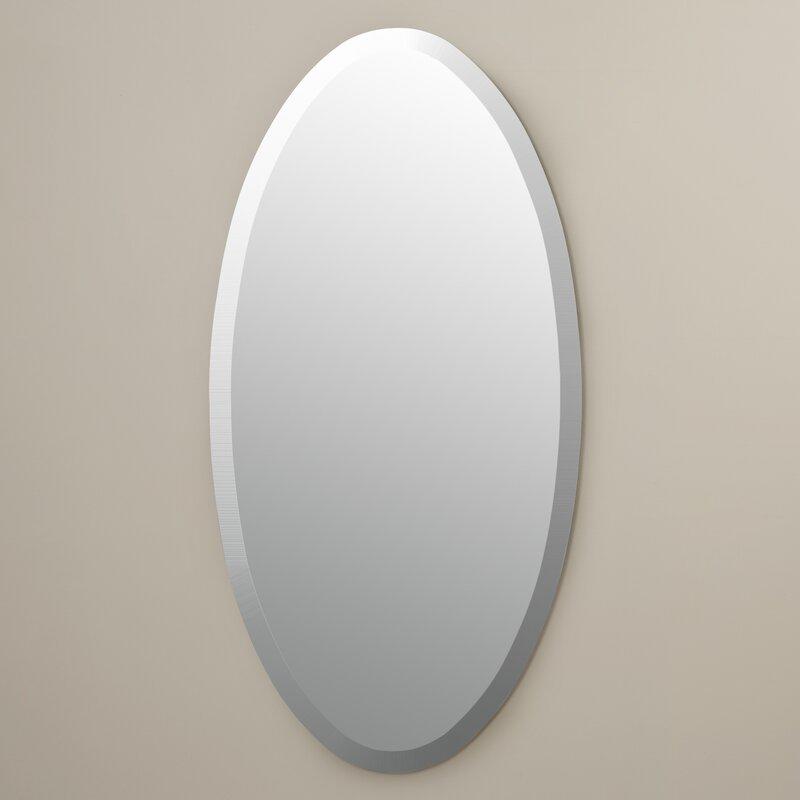 Jinghu Processed Oval Shape Beveled Wall Mounted Vinyl Safety Bath Mirror