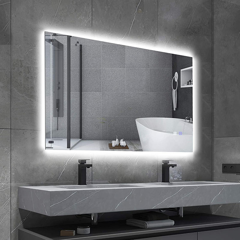 Rectangle Wall Mirror LED Bathroom Backlit Mirror with Colok Defogger