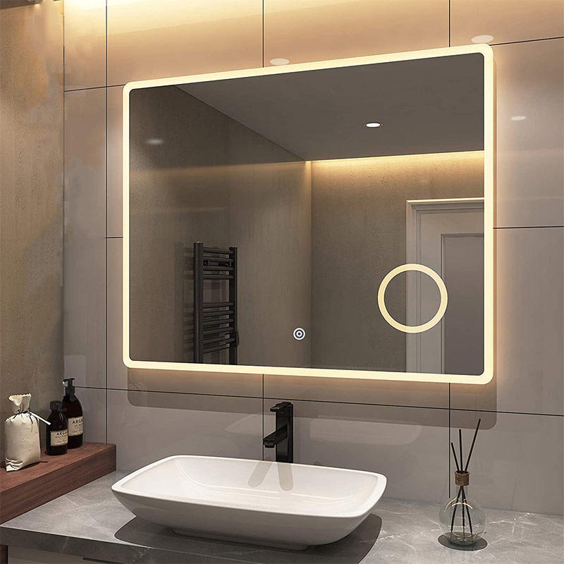 Rectangle 3000K Wall Mounted LED Bathroom Mirror with Magnify Mirror for Make Up