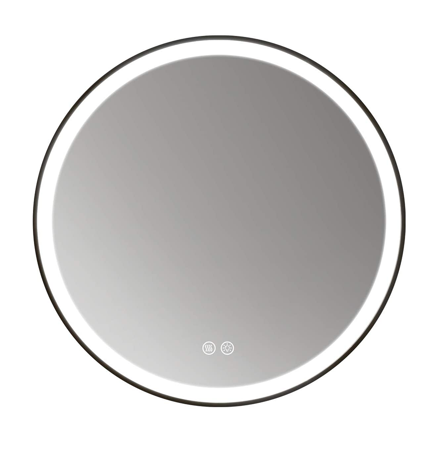 Round Iron Aluminum Framed Anti-fog Bathroom Lighted Mirror with Color Temperature Changing