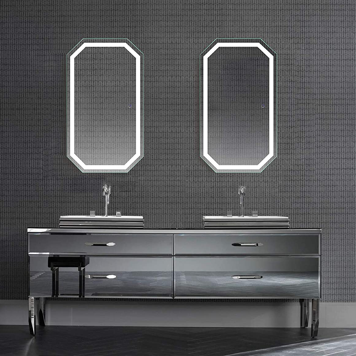 Octagon Shape LED Bathroom Wall Mirror with Anti-fog
