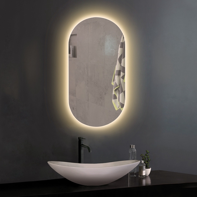 Espejo de baño iluminado con retroiluminación sin marco Capsule