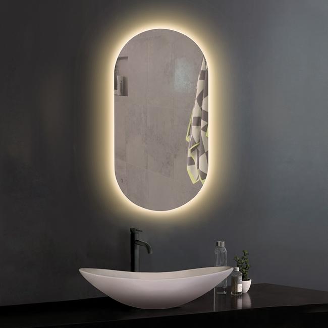 Capsule Frameless Backlit Lighted Bathroom Mirror
