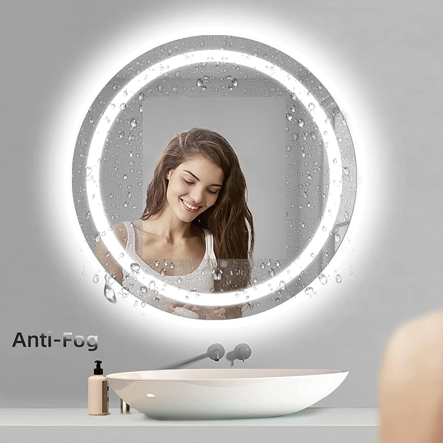 Round Wall Mounted Bathroom Lighted LED Mirror 