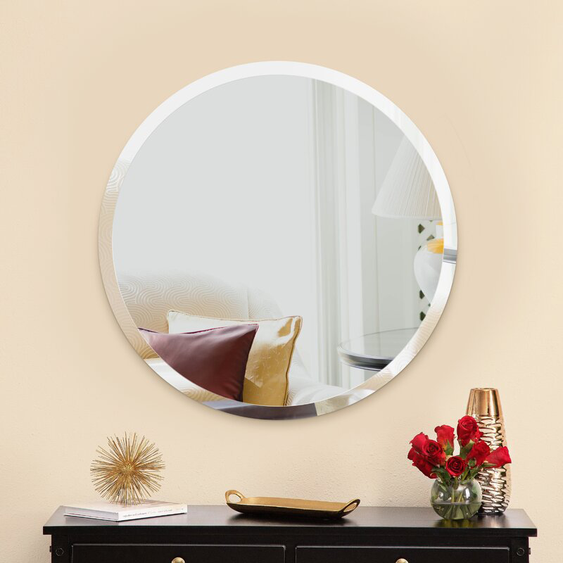 Jinghu Processed Frameless Bathroom Shatter-proof Bathroom Wall Mounted Plain Beveled Mirror