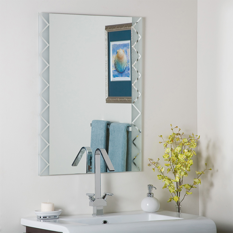 Jinghu Ultra Clear Home Decor Frameless Bathroom Wall Mounted Environmental Silver Silkscreen Mirror