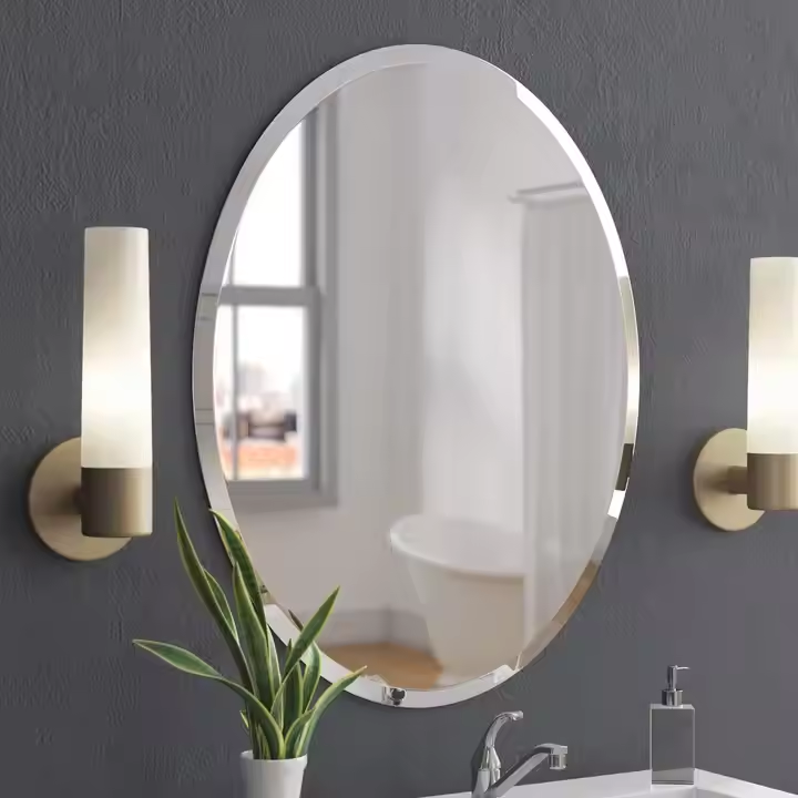Oval Beveled Bathroom Mirror