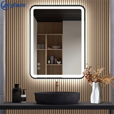 Black Framed Illuminated Bathroom Mirror