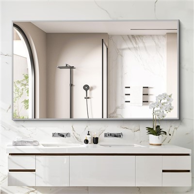 Nickel Framed Bathroom Mirror